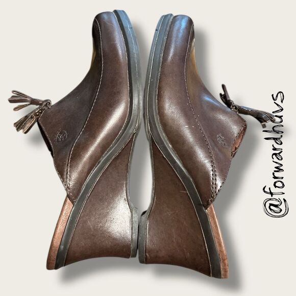 Ariat Brown Leather Wedge Heel Clog with Tassel - Size 6.5 - Picture 8 of 10